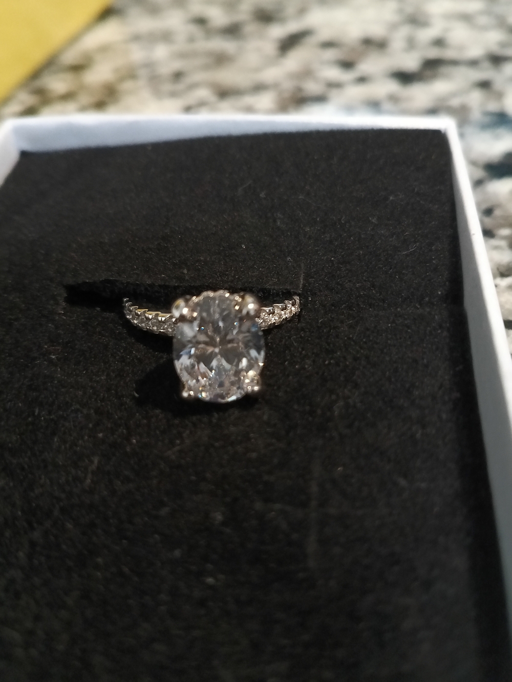 Silver Solitaire Oval CZ Engagement Ring - Classic Sparkle S925.